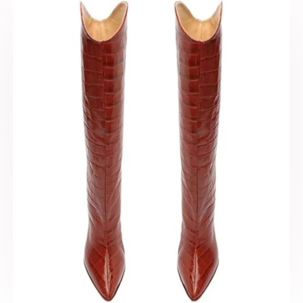 SCHUTZ Maryana Block Boot in Red Brown - NWT